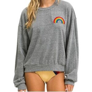 AVIATOR NATION $165 Rainbow Embroidered Relaxed Crew